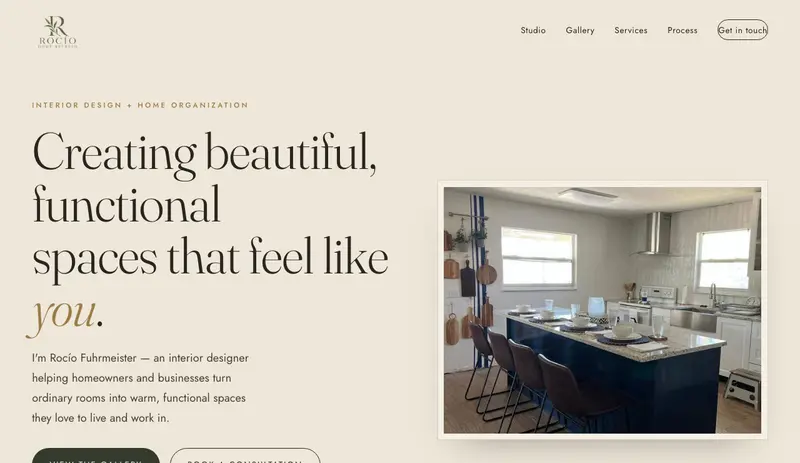 Rocío Home Refresh interior design website homepage